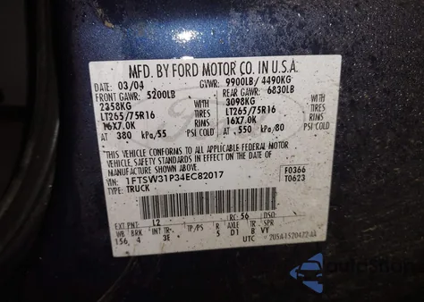 2004 Ford F-350 Lariat/Xl/Xlt из США, поврежденный, VIN 1FTSW31P34EC82017